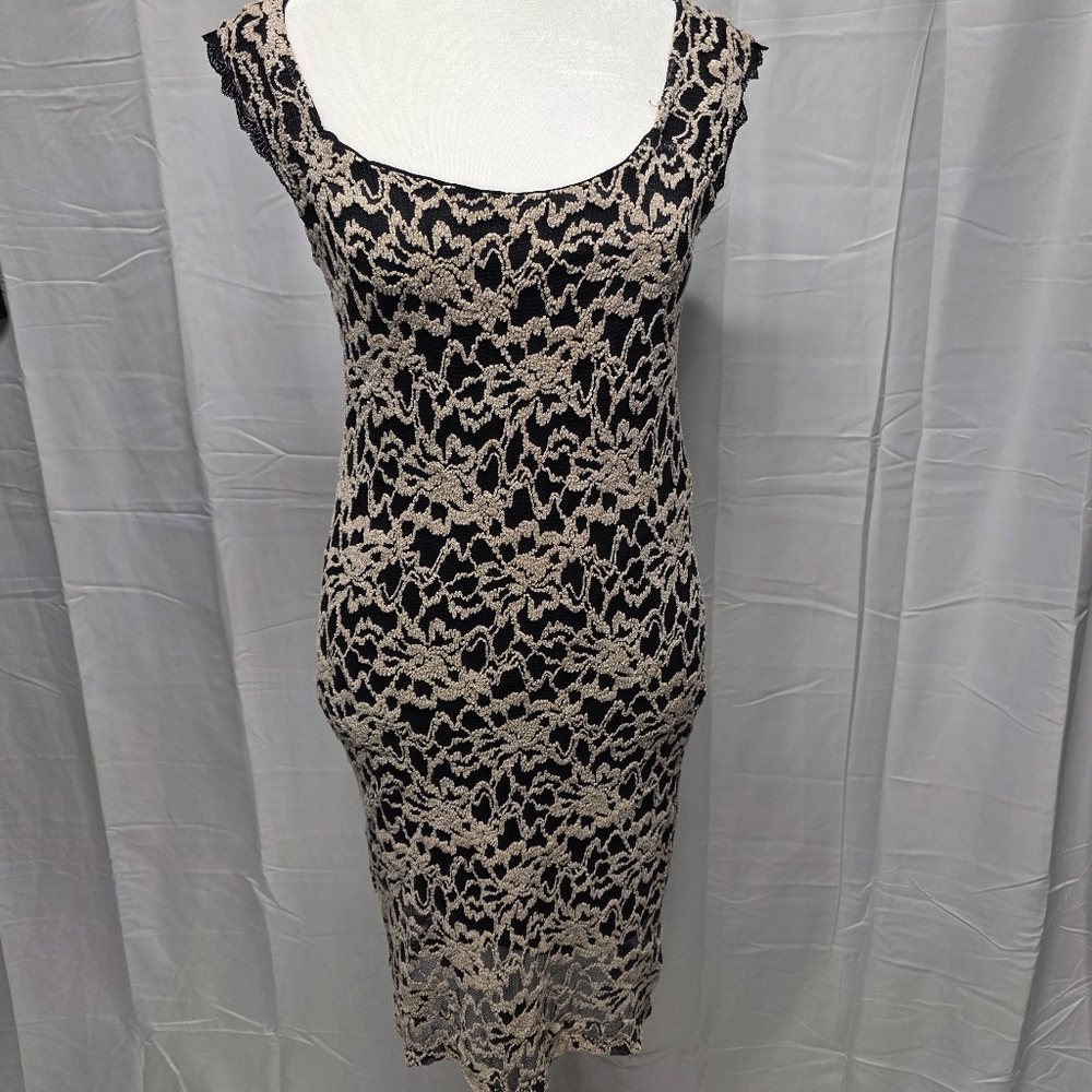 Elegant Black and Cream Lace Dress